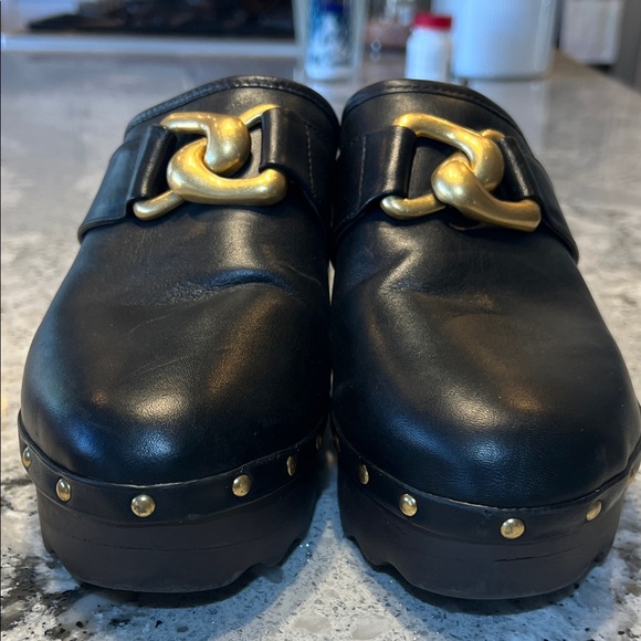 AEROSOLES Crosby Black Mules with Gold Accents Size 9 - Picture 3 of 11